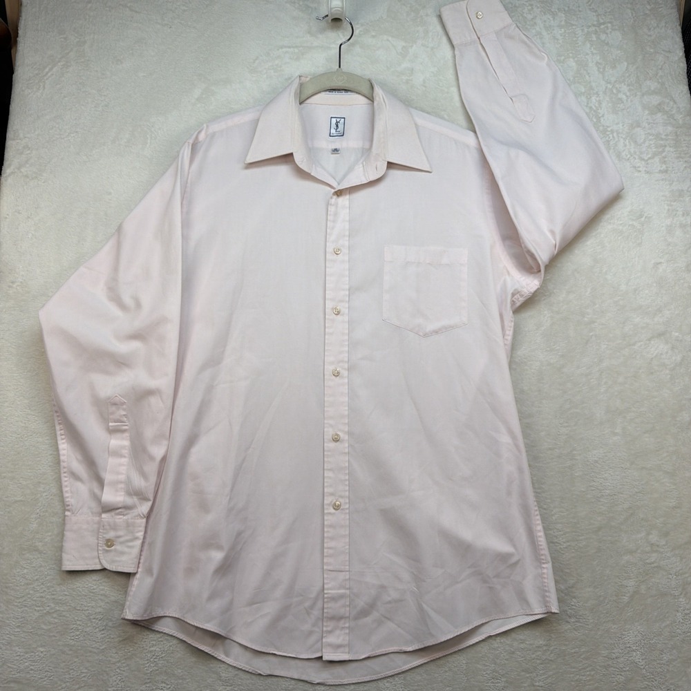 Yves Saint Laurent‎ Men's Pink Dress Shirt 16 Designer Button Up Vintage